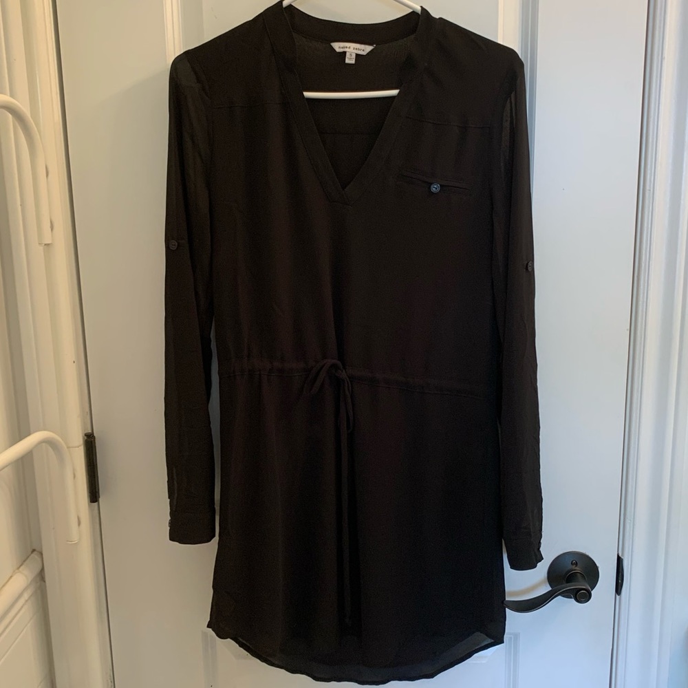 🌿 Naked Zebra Black Long-Sleeve Polyester Dress